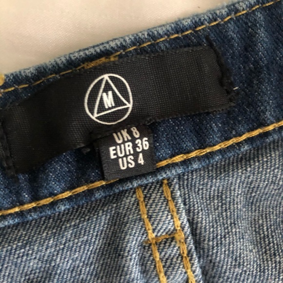Distressed Blue Jean Denim Mini Skirt size Small Missguided - Picture 3 of 4